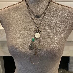 Long silver Eclectic Charm Necklace